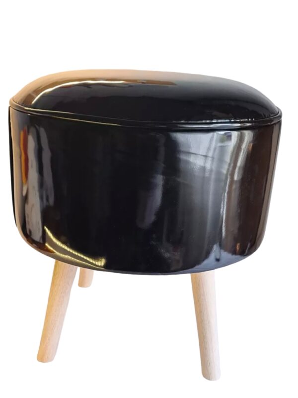Puff Nordico en Charol Negro 40x40 - Image 3
