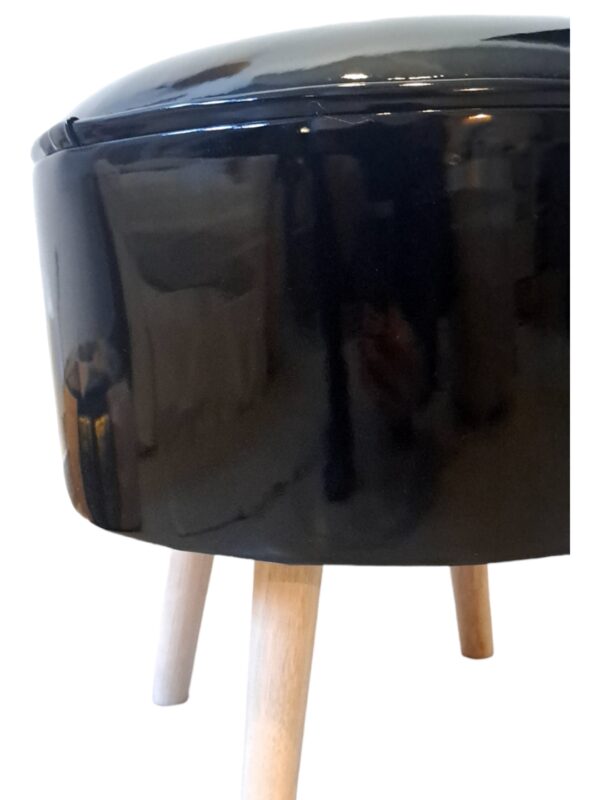 Puff Nordico en Charol Negro 40x40 - Image 4